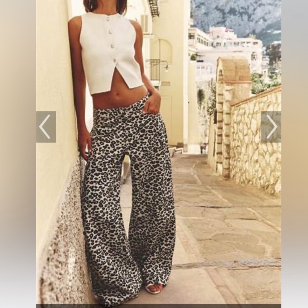 Wide Leg Animal Print Pants